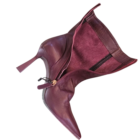 NEW Zara Women's Burgundy Leather Boots Square Toe Size EU 42 US 11 - Picture 8 of 9